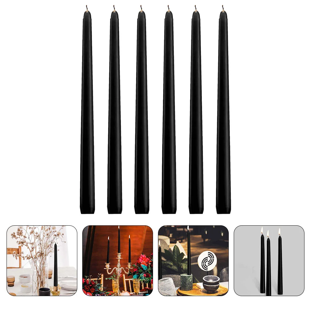 Tall Taper Black/White Wedding Decorative Taper Candles Cotton Wick Realistic Flame Long Wick Party Sails Wax