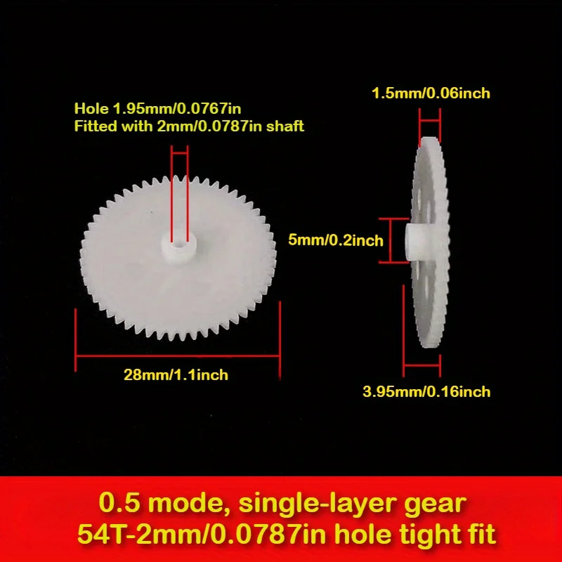 0.5 Module POM Plastic Single‑Layer Gear 54 Teeth, for 2A 3A Motor Rack Pinion DIY Toy Model Parts view 2