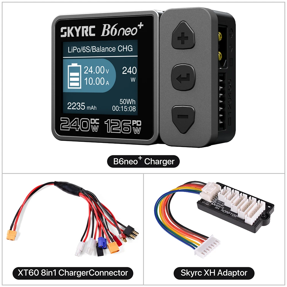 ​ SKYRC B6neo+ Smart Charger High Power DC240W PD126W Meertalige balanslader 600mA XT60/Type-C /PSA100 voedingsadapter