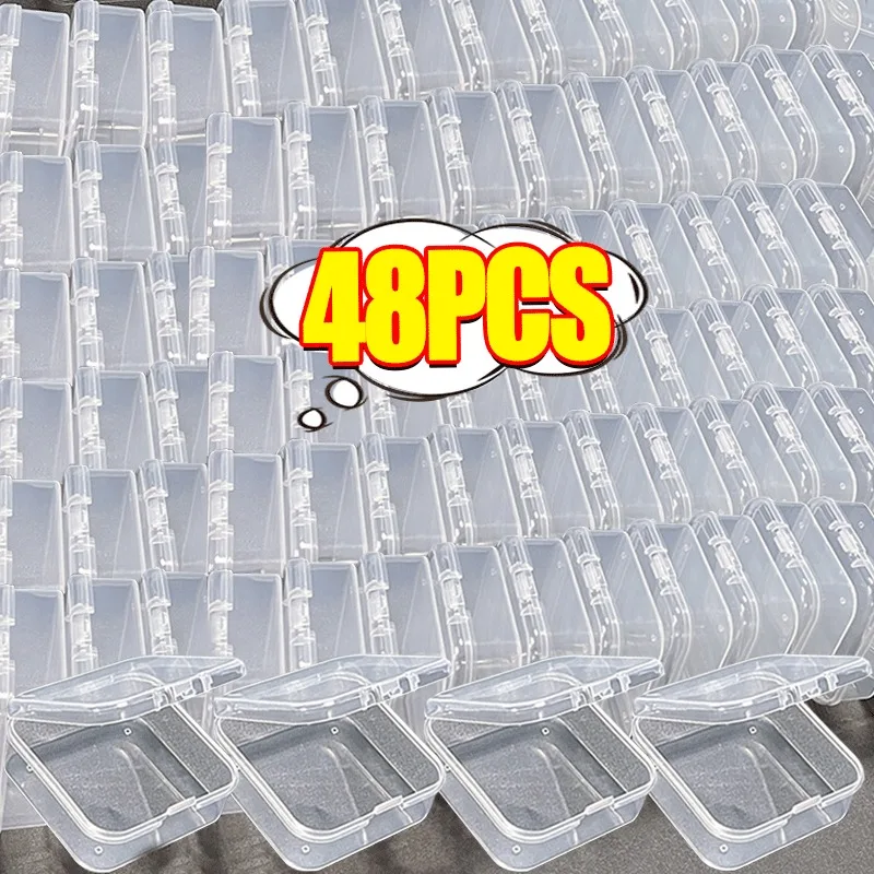 

6-48Pcs Clear Small Containers Plastic Square Bead Storage Box for Beads Jewelry Crafts Board Game Pieces Organization Wholesale