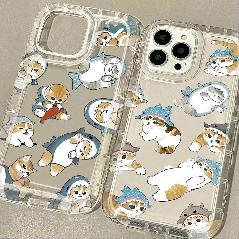 Mofusand Shark Cat Cute Case For Xiaomi Redmi Note 12 13 Pro Plus 5G 4G 12S 11 11S 10 10S 9 9S 8 Pro 12C 10C Silicone Back Cover