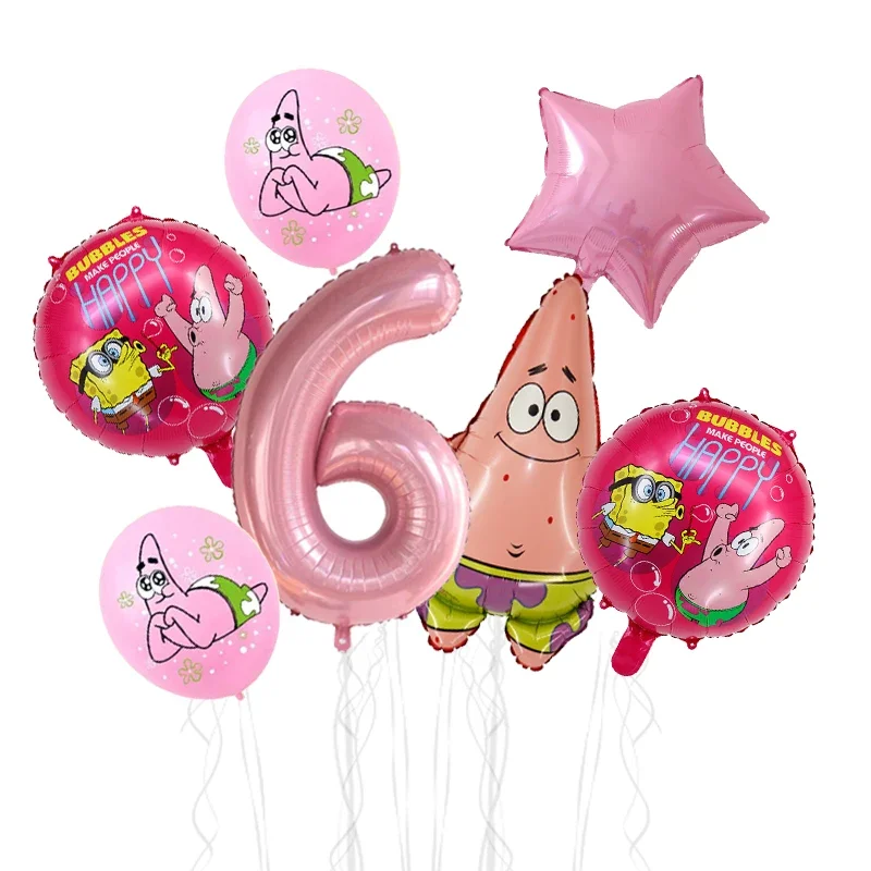 7-teiliges SpongeBob Schwammkopf Ballonset Geburtstagsparty Luftballons Heliumballons Junge Mädchen Babyparty Partyzubehör – Detail 6