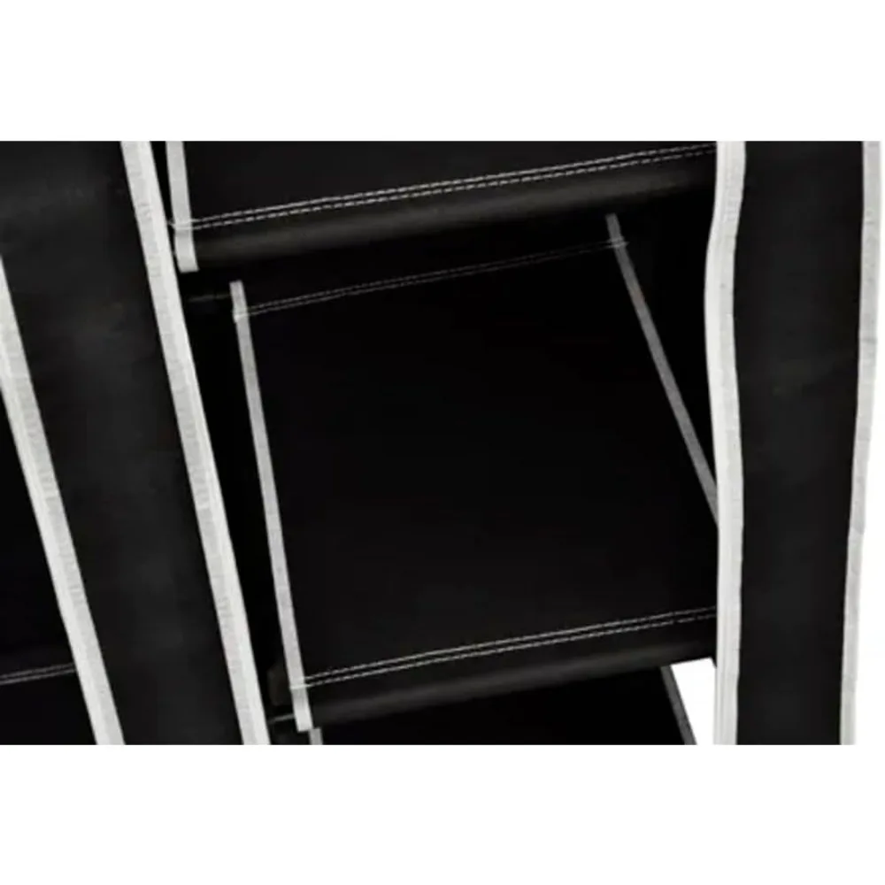 خزانة قماش واسعة قابلة للطي - مساحة تخزين مريحة لغرف النوم والطابق السفلي والتخييم - مادة صوف متينة، أسود، 43 × 18 ×