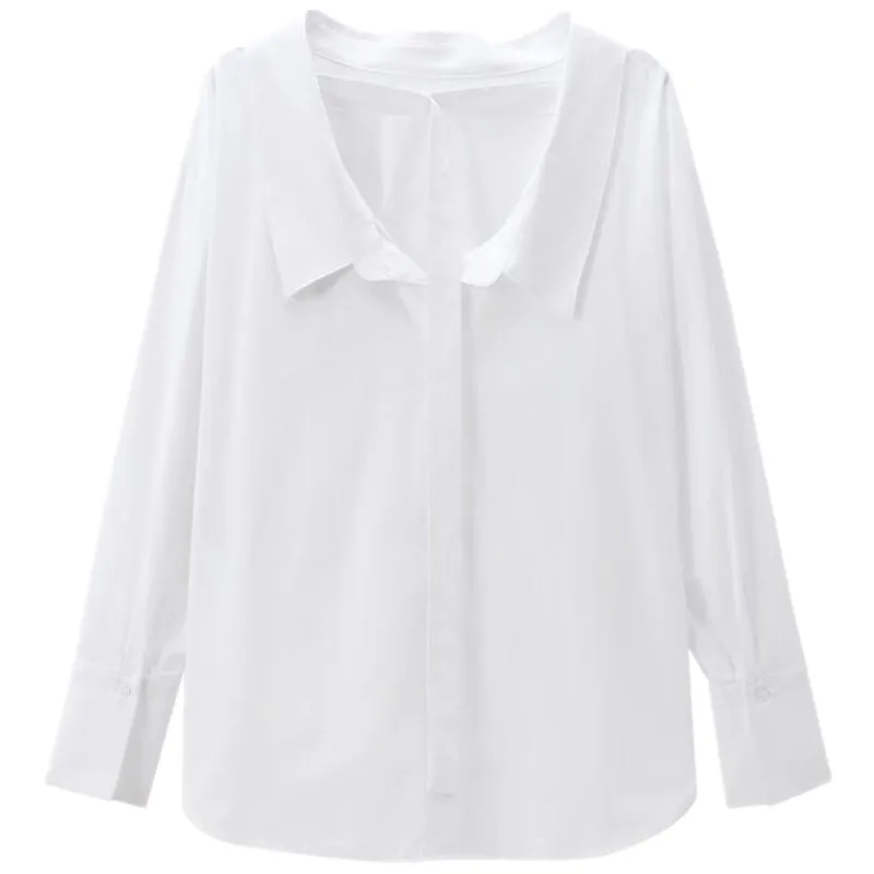 

Women's Cotton Silk irt Fall New Design Versatile Loose Fit Long Sve Button Decorated 2024 Autumn Collection
