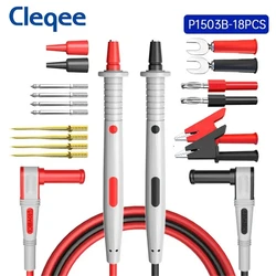 Cleqee-Multímetro Digital Agulhas Substituíveis, Test Leads Kits, fios para fio Dicas