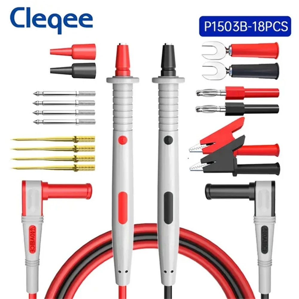 Cleqee-multímetro Digital Agulhas Substituíveis Test Leads Kits Fios para Fio Dicas