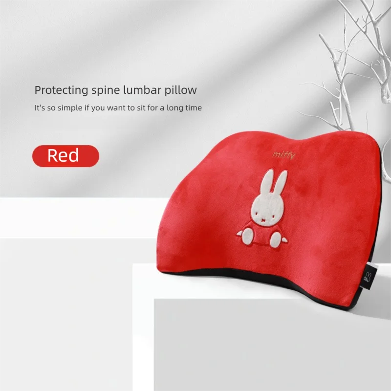 ใหม่ Miffy รถหมอนสนับสนุนเอว Kawaii การ์ตูนเย็บปักถักร้อย Miffy หน่วยความจําผ้าฝ้าย Headrest รถคอหมอนรถคอหมอน