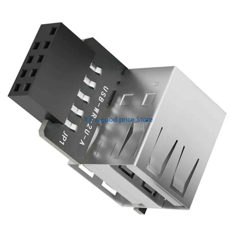 Пластиковый и металлический 9-контактный адаптер USB2.0 «папа-мама» преобразует внутренний разъем материнской платы во внешний