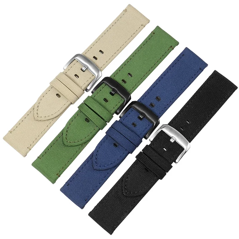 Pin Buckle Nylon Watch Strap Substitute Speedchi T116/Seiko No. 5/Black Water Ghost Series Flat Interface Canvas Strap 22mm