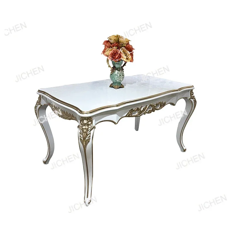 

JCX HS French Solid Wood Dining Table And Chair Combination, European-style Palace Luxury Carved Rectangular Dining Table For 6
