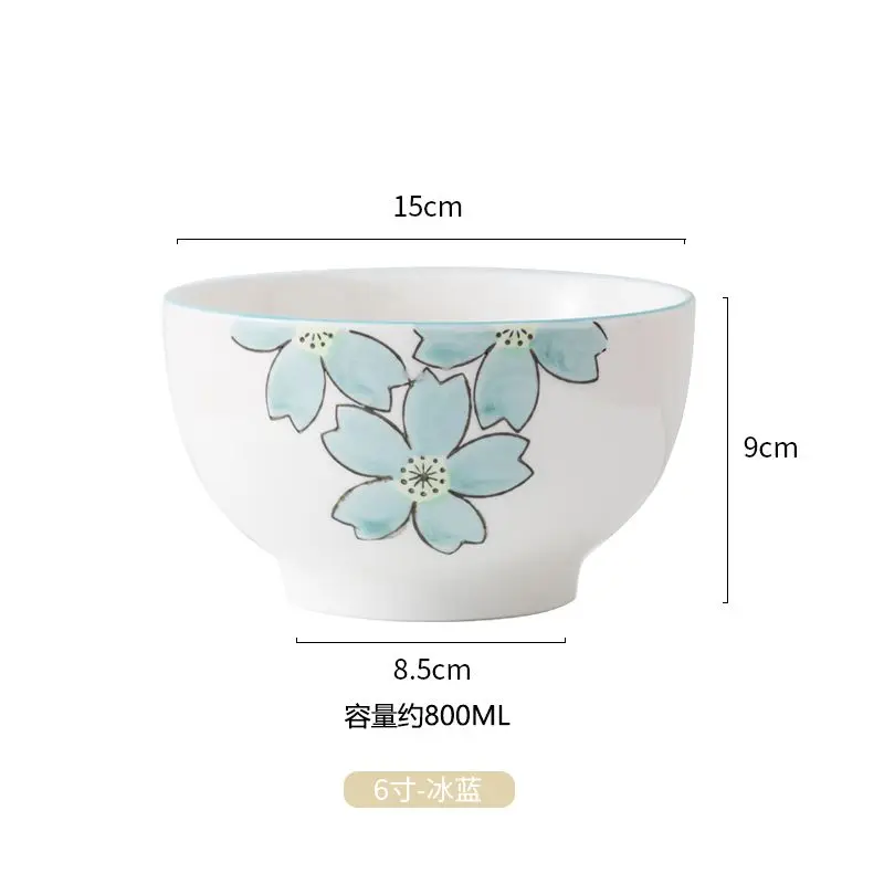 Rice bowl Rice bowl family dinner ceramic Japanese cartoon cute noodle bowl good-looking tall bowl 1PC