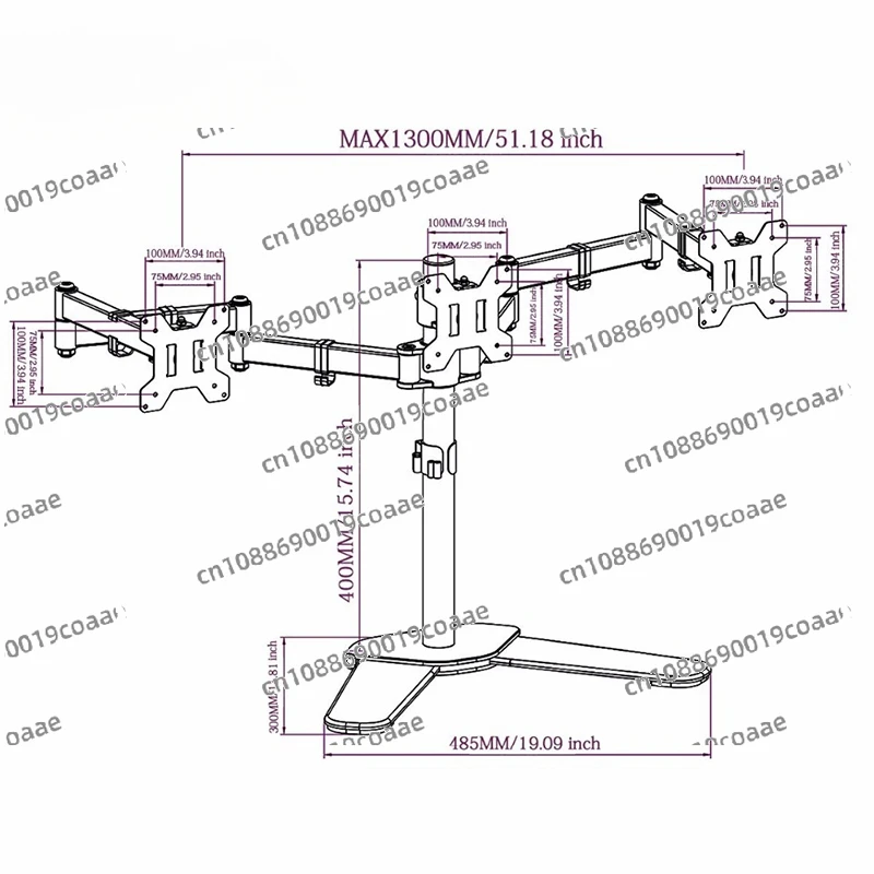 Fully Adjustable Triple Arm LCD LED Monitor Stand Desk Mount Bracket for 13"-27" Screens 180 Pull Out Swivel Arm ML6463