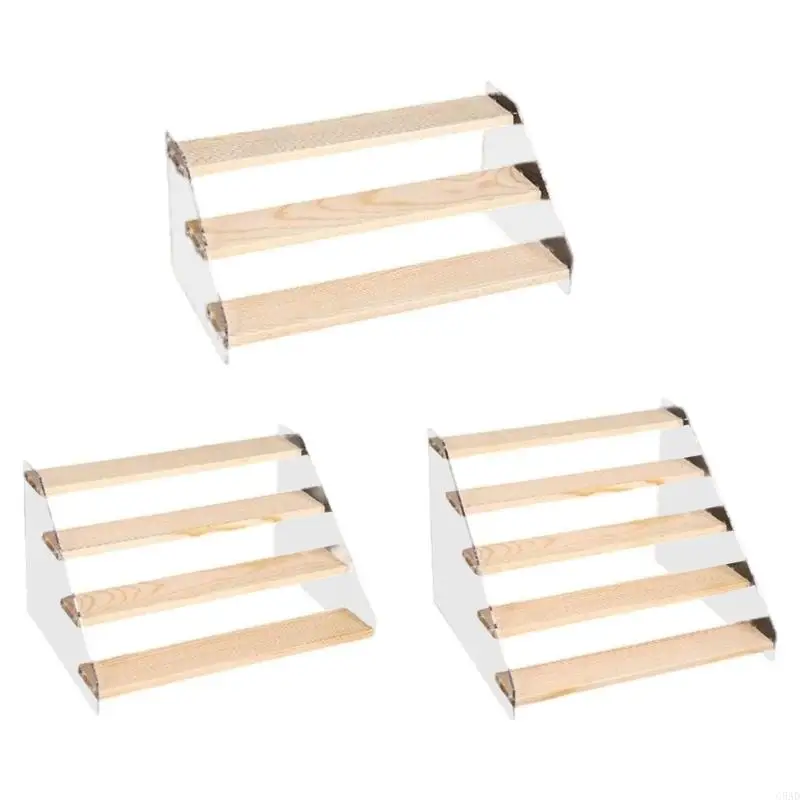 

Multiple Layer Wooden Showcase Shelf For Collectible Figures Clear Acrylic Panels And Easy Assembly C5AD