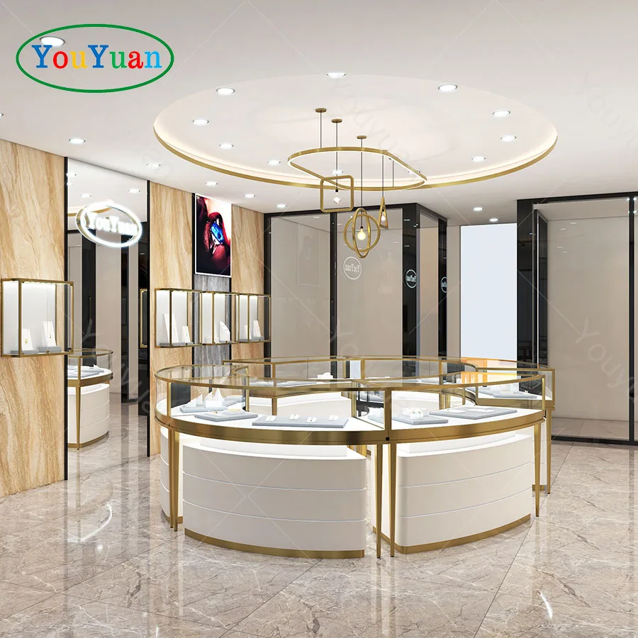 Custom.All-mounted Countertop Jewellery Display Cabinet With Classic Style Secure Jewelry Display Cases From YOUYUAN Factory
