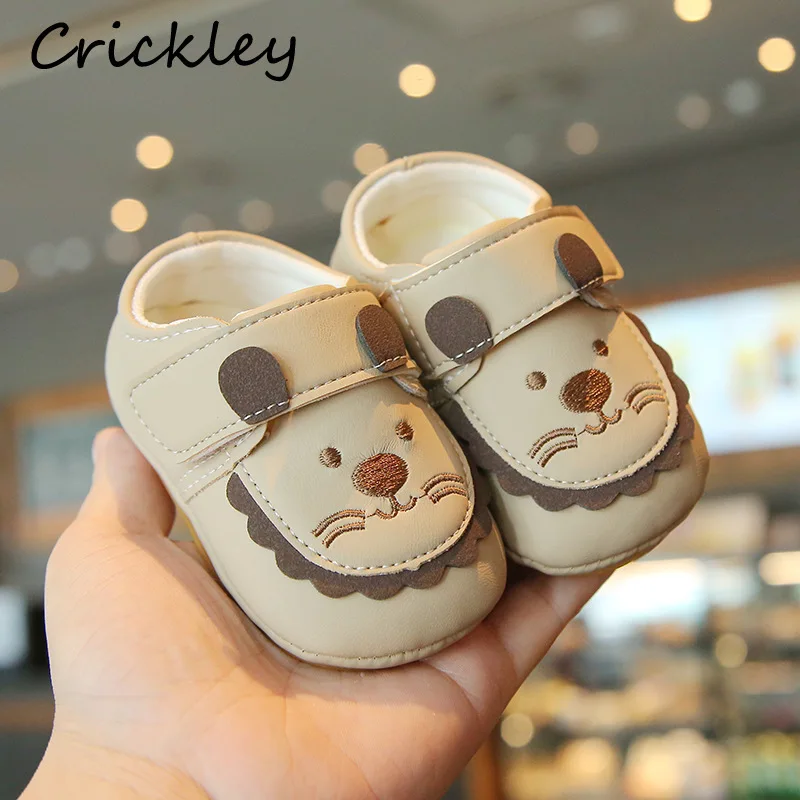 

Lion Cartoon Kids Casual Shoes Spring Autumn PU Leather Baby Boys Girls Sneakers Hook Loop Soft Children First Walk Shoes