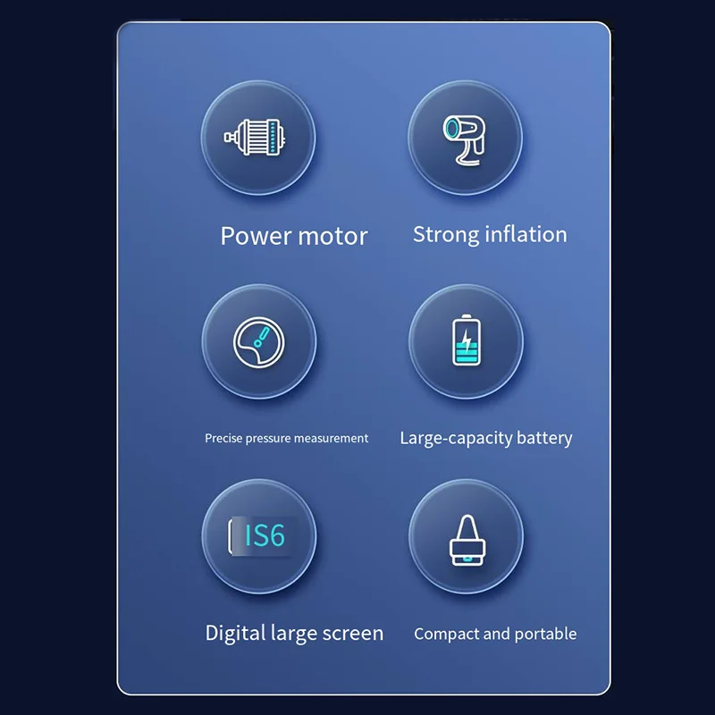 Беспроводной воздушный насос с цифровым дисплеем, двигателем мощностью 80 Вт, быстрым накачиванием и высокоточным мониторингом давления