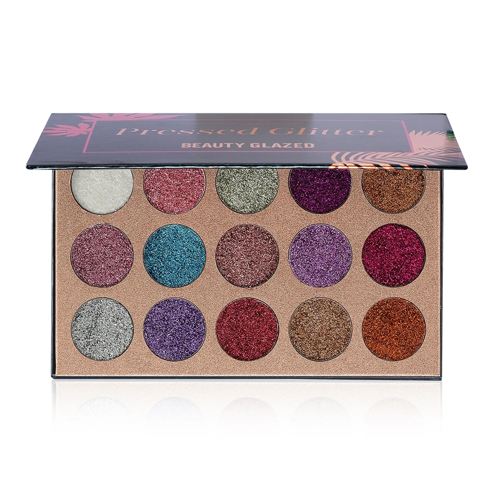 Paleta de sombras de ojos Beauty Glazed, 15 colores, brillo, tono de piel múltiple, adecuada, paleta de sombras de ojos neutras cálidas para mujeres