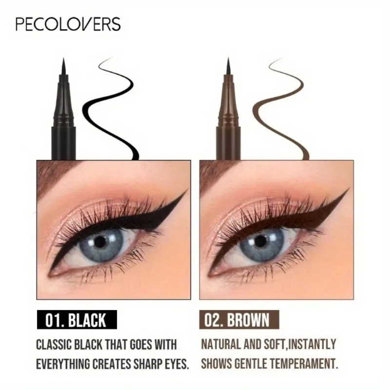 2pcs Black&Brown Liquid Eyeliner Pens,Waterproof,Quick-Drying Eyeliner,Beginner Friendly, Smudge,Long-Lasting,Eyeliner Pen