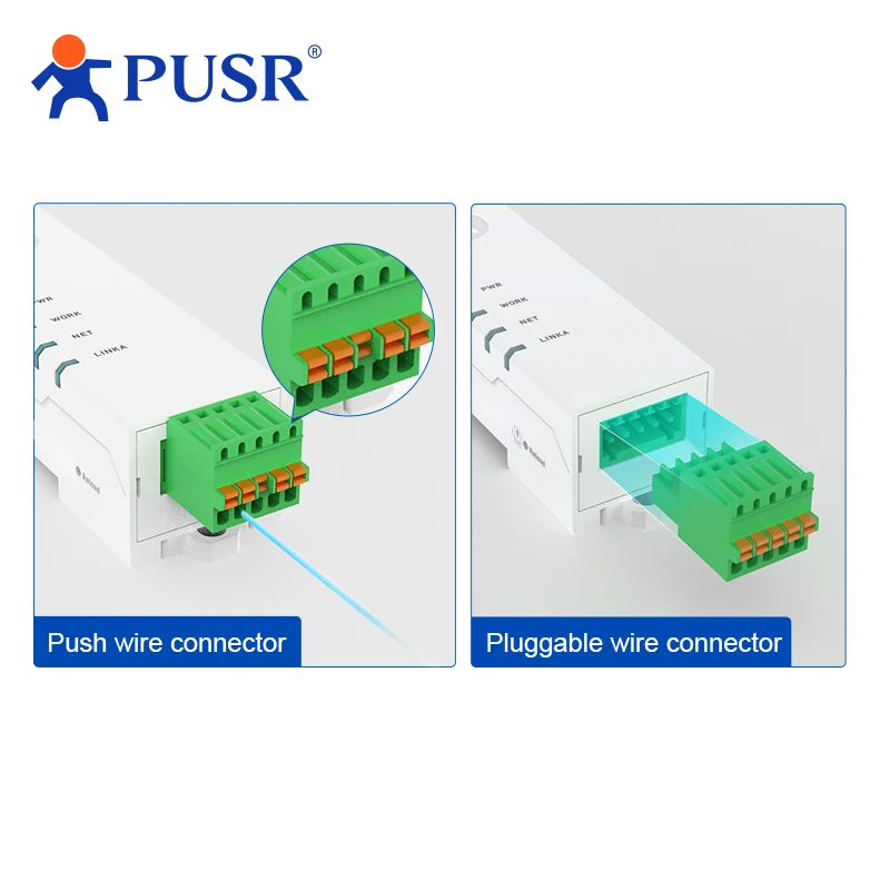 PUSR Din Rail Serial RS485 RS232 para Ethernet Modbus, RTU para TCP Modbus, Protocolo Fácil, Protocolo Rico, USR-DR132, DR134