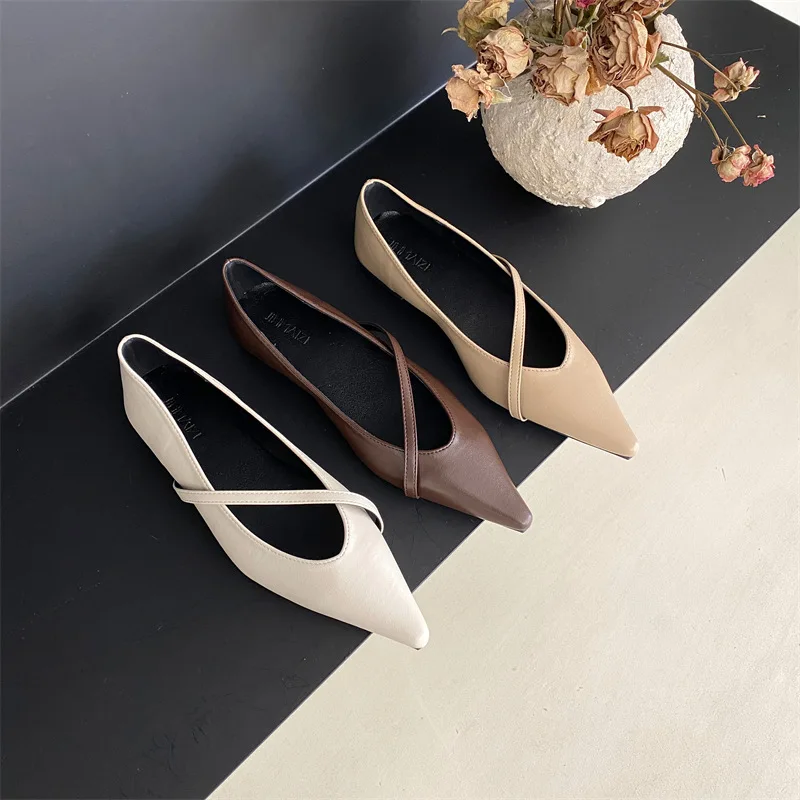 

Женские кроссовки без шнуровки, повседневные туфли с острым носком в Корейском стиле на плоской подошве, лето-осень 2024