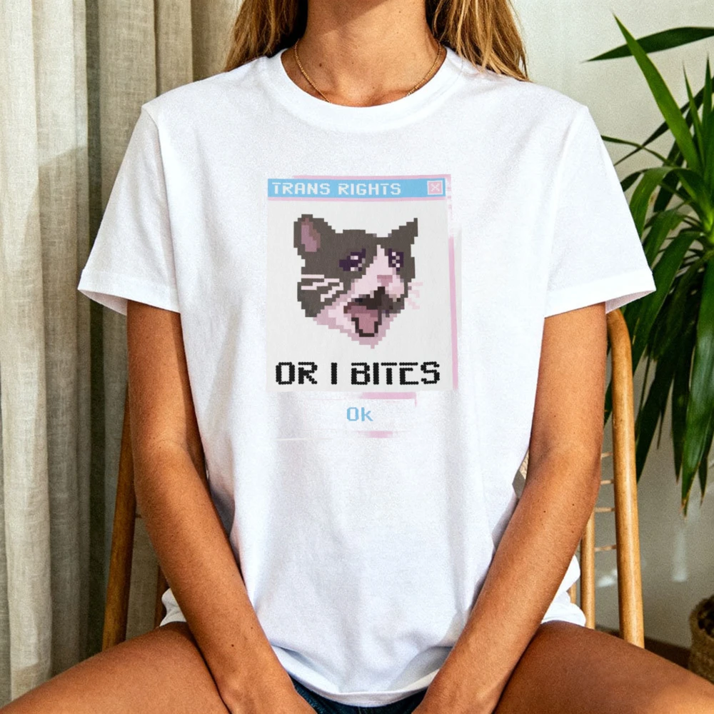 Trans Rights or I Bites Protest Tshirt Transgender Non-Binary Pride Gender Queer Tee LGBTQ Pride Apparel Men Women Fashion Tops