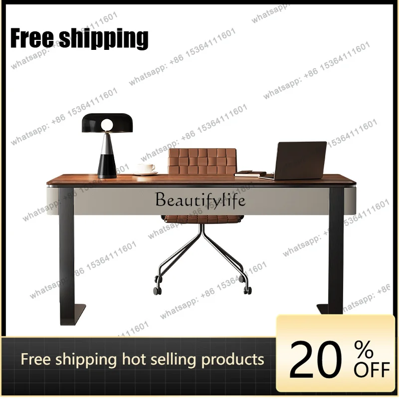 Factory Direct Italian minimalist walnut solid wood desk light luxury high-end modern high-end desk
