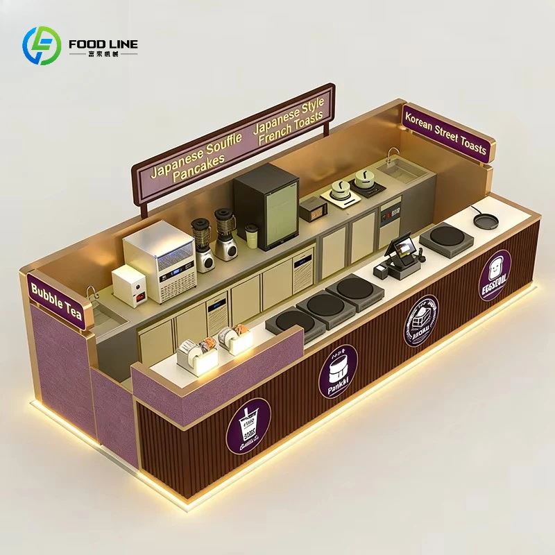 2026 New Custom Design LED Heavy Duty Shopping Mall Snack Display Cabinet Store Showcases Bubble Tea Counter Souffl Fashion