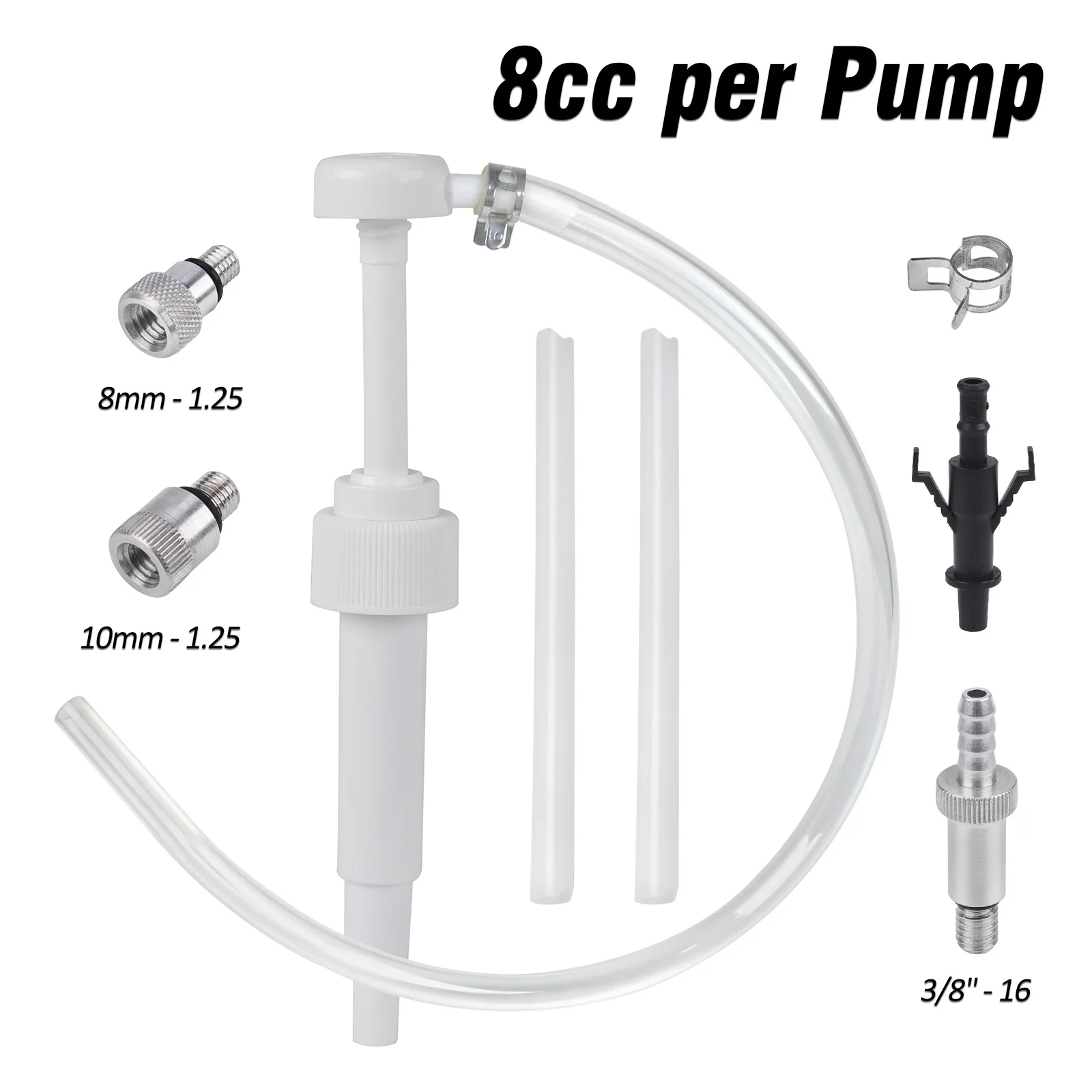 

8cc Fluid Gear Oil Pump with 3/8" 8mm 10mm Adapters for Standard Quart Bottles Fit Universal Lower Unit Mariner Outboards Motors