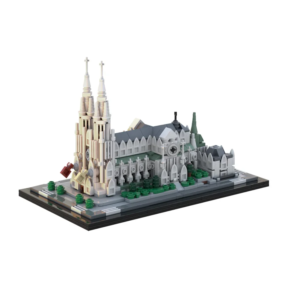 MOC Catedral de San Patricio, modelo 1:800, bloques de construcción, vista de ciudad famosa de Nueva York, arquitectura clásica de Iglesia, juguete para regalo