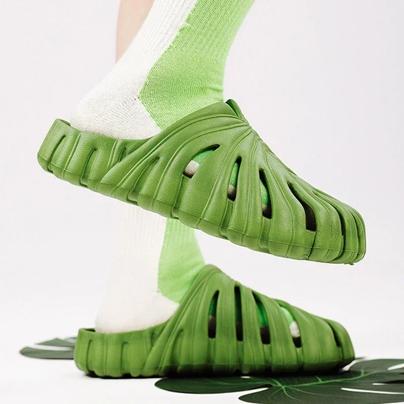 Male Slipper Platform Cloud Monstera Funny Leaf Home Soft Slides Sandals Outdoor Summer Ladies House Shoe Flat Men Female Beach image 4