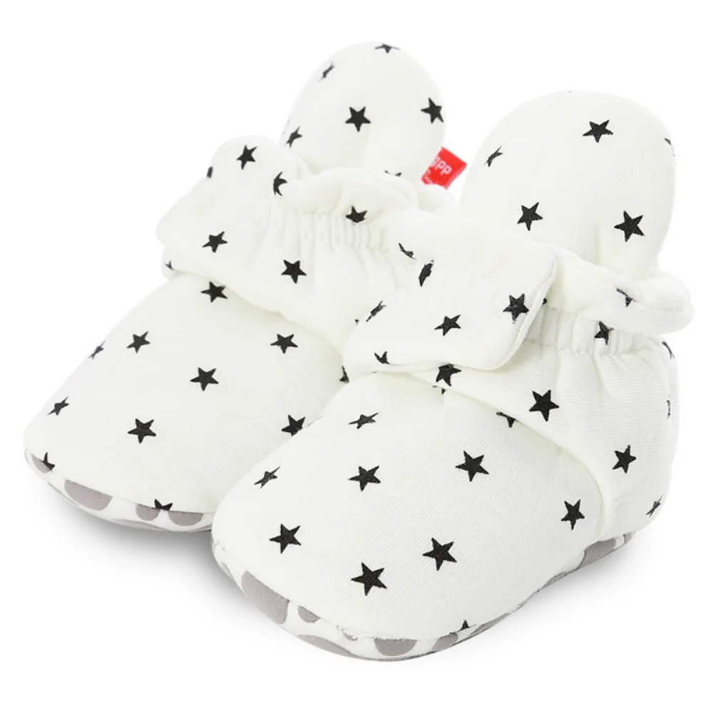 Newborn Baby Socks Shoes Boy Girl Star Toddler First Walkers Booties Cotton Comfort Soft Anti-slip Warm Infant Crib Shoes