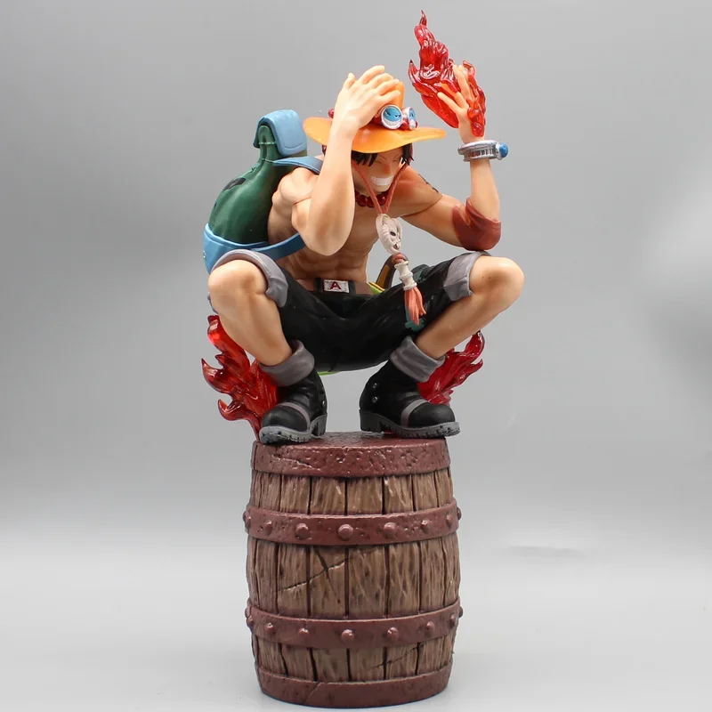 One Piece Fire Fist Action Figure, Ace GK AO, Caixa De Madeira Agachado, Barril De Vinho, Ornamento Modelo, Boneca De Animação Da Estátua, Presentes De Brinquedo, 25cm