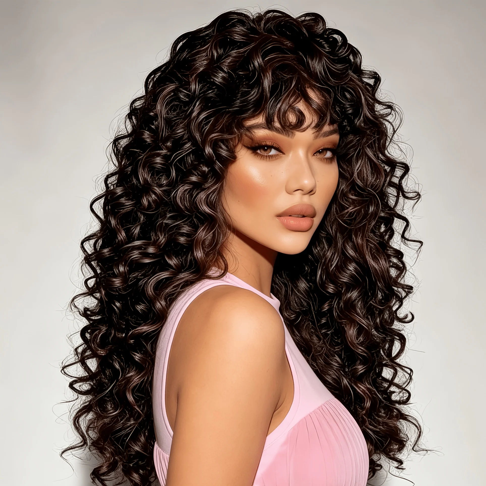 20-inch Long Curly Wig - Heat-resistant Synthetic Hair for Women, Creating Voluminous Waves, Suitable for Parties, Cosplay,
