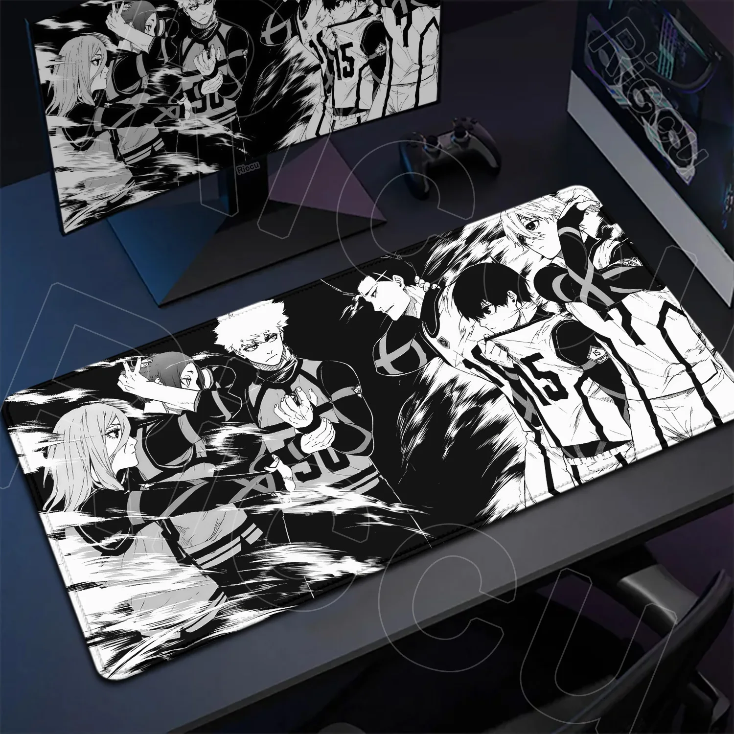 

80X40CM HD Mouse Pad Anime Blue Lock Nagi Seishiro Mousepad Gamer Keyboard Black And White Gaming PC Accessories expand Desk Mat