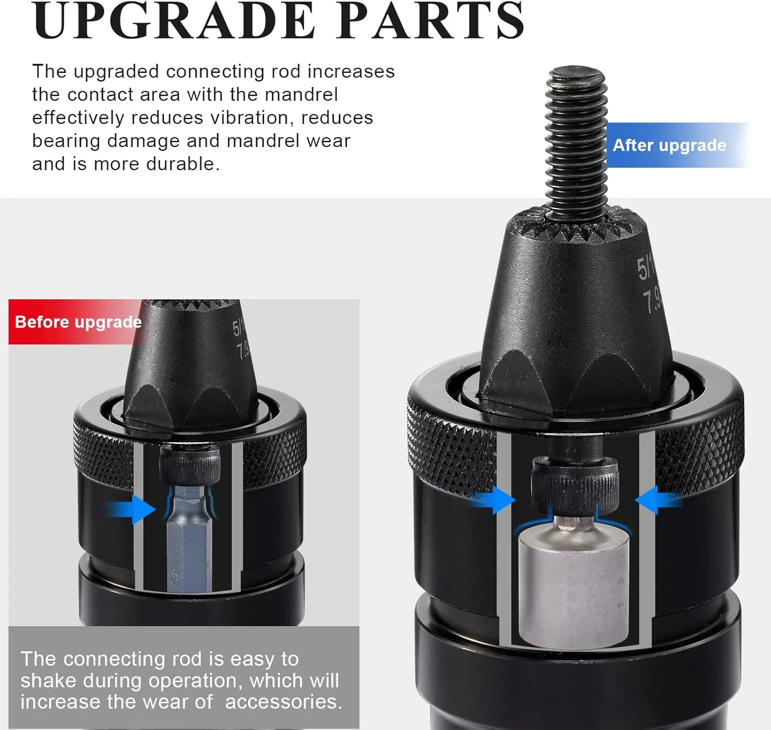 Adjustable Speed Pneumatic Rivet Nut Gun with Self-Locking Heads and 3 Mandrel Sizes for Industrial Use