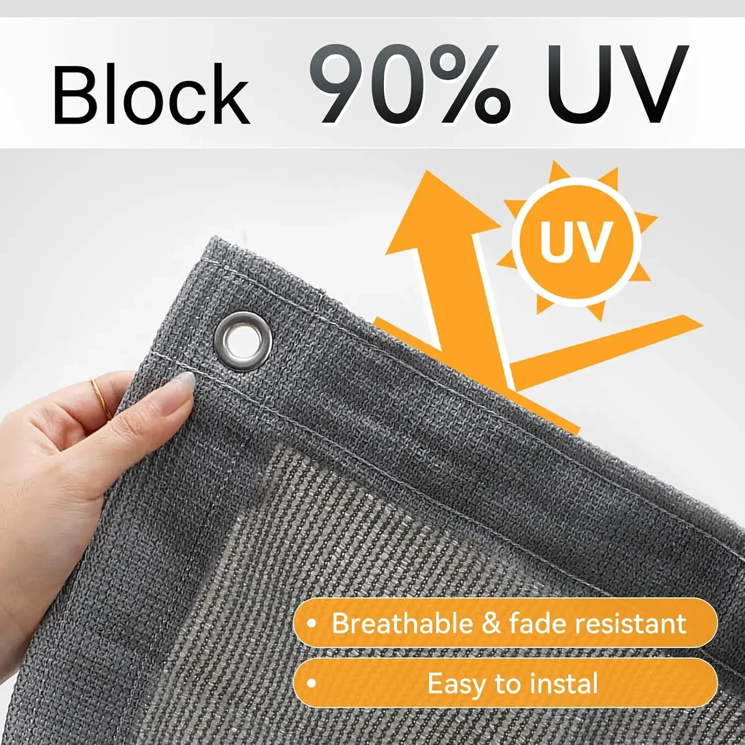12x24 FT 90% Sun Shade Cloth, Pergola Shade Cover with Grommets, Gray