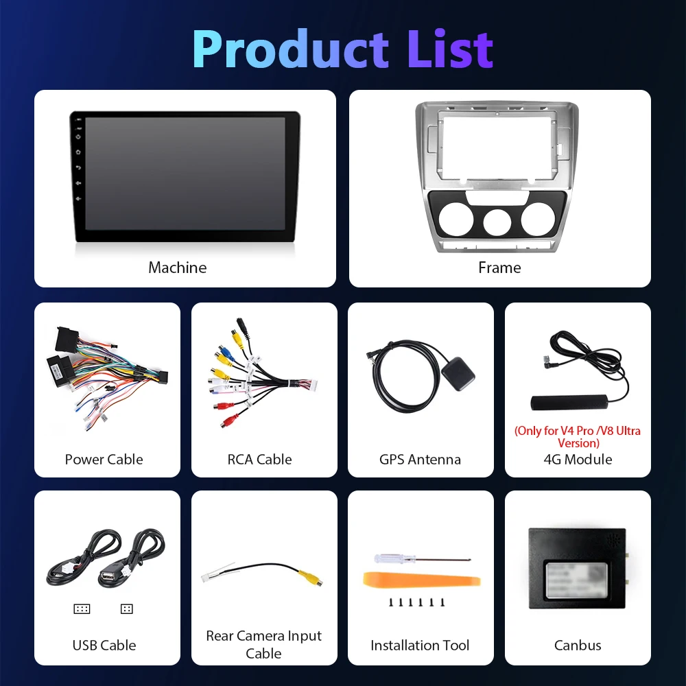 Podofo "راديو السيارة اللاسلكي CarPlay راديو أندرويد لـfolkVolkswagen Skoda Octavia 2 A5 2004-2013 الوسائط المتعددة 4G راديو السيارة #2