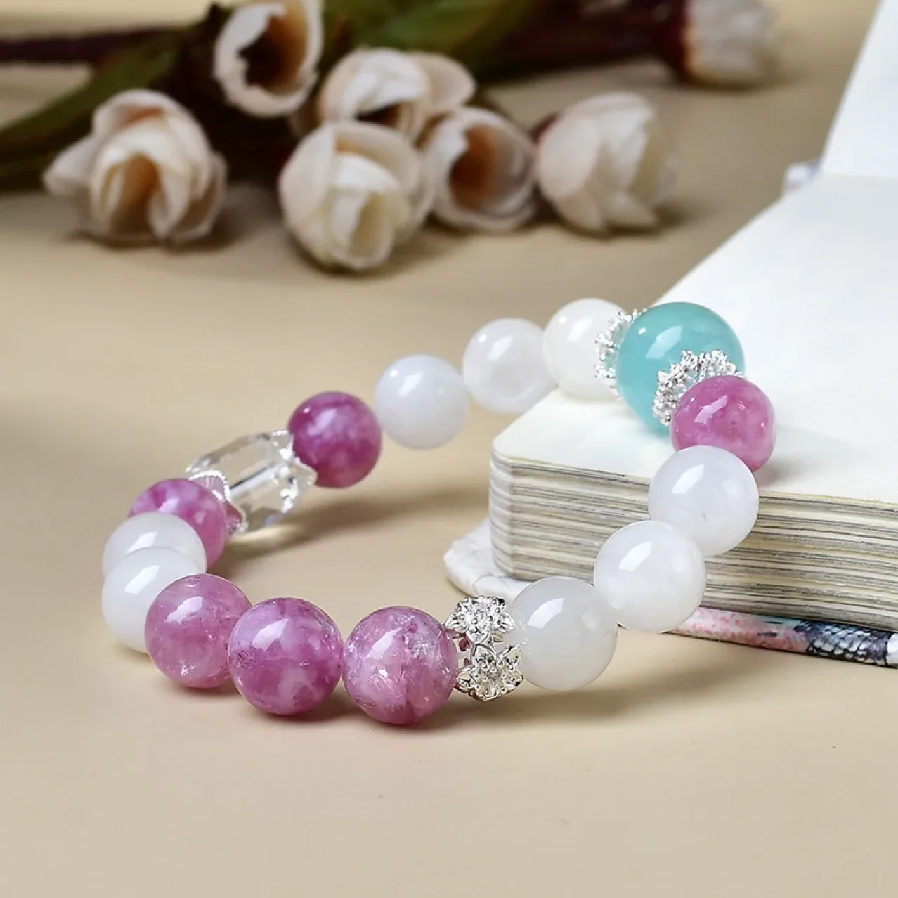 

Natural Blue Moonlight Green Fluorite Bracelet, Fresh and Fashionable Women's Light Luxury Lucky Bracelet, Gift