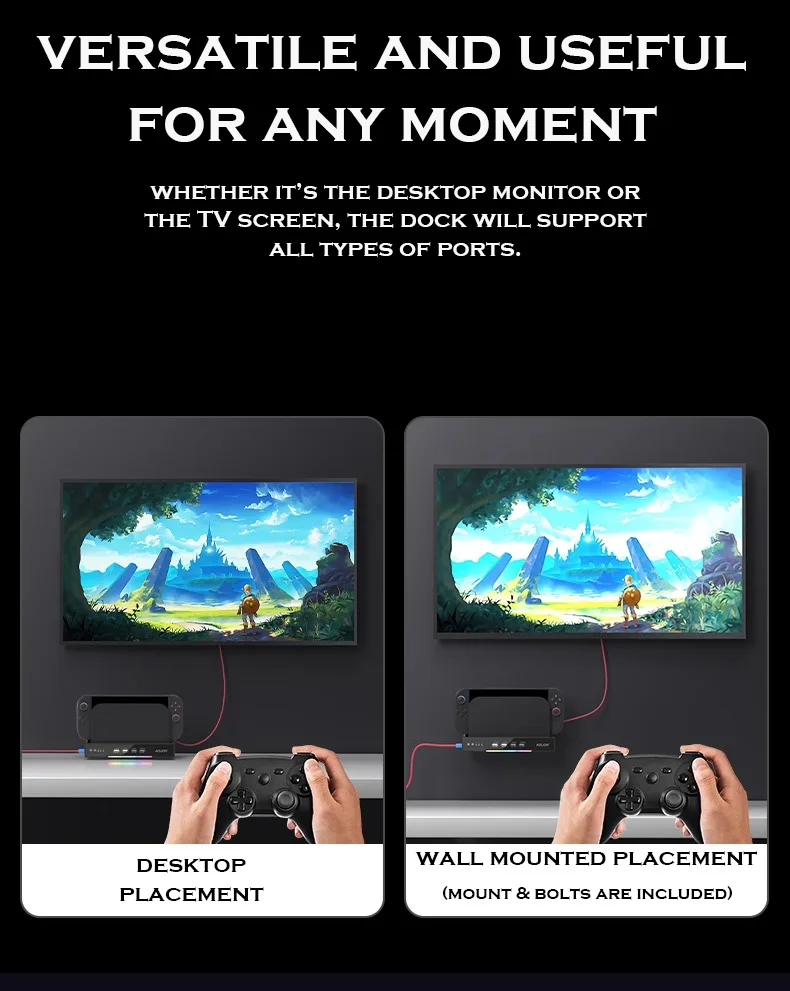 لوحدة التحكم في الألعاب Switch 2، قاعدة تخزين مروحة التبريد، قاعدة شحن NS2، قاعدة شحن لوحدة التحكم مع تأثير ضوء RGB