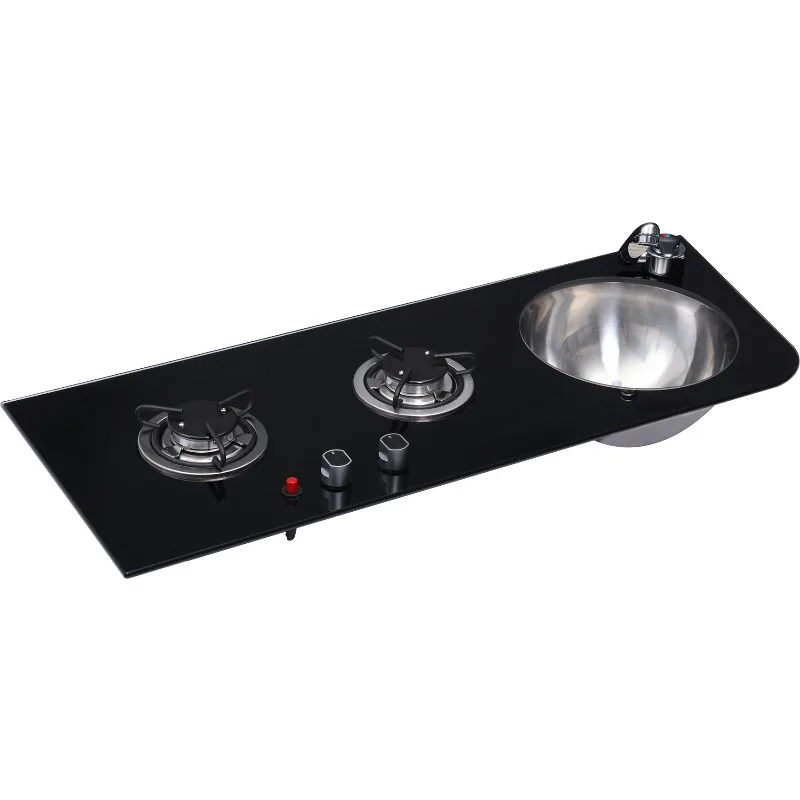 

Tempered glass stainless steel gas stove with sink RV yacht 917 * 340 * 130mm