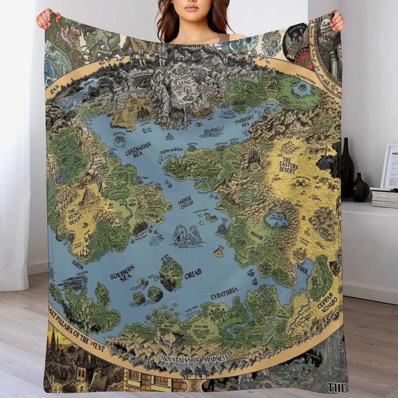 HP Lovecraft Dreamland Map Throw Blanket Sofa Throw Designers Decorative Sofa Blankets