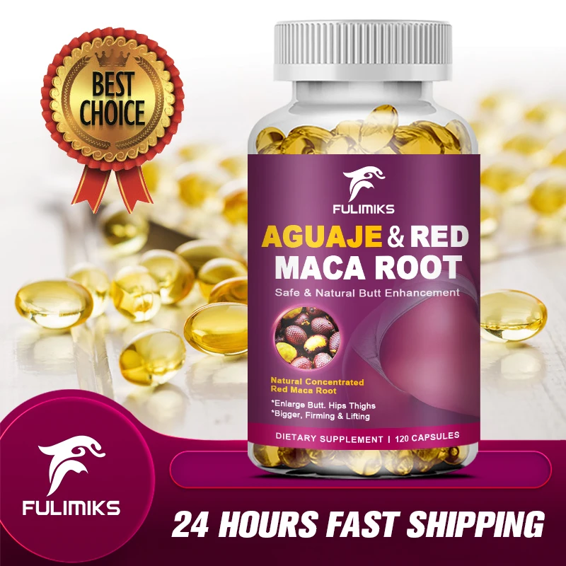 Cápsulas curvas para mujer, suplemento de Aguaje y Maca roja, 1000mg, realce de glúteos y senos, para curvas naturales