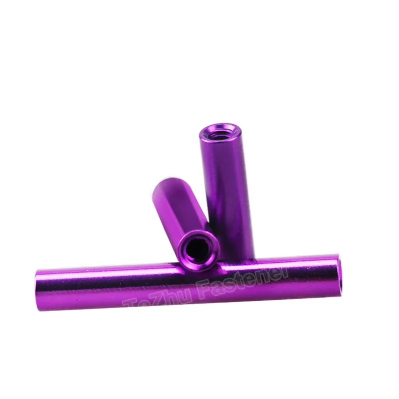 5Pcs M3 Fasteners Round Aluminum Standoff Spacer Stud Screw Bolt Long Nuts Riveter Threaded Insert Purple DIY Accessories Model