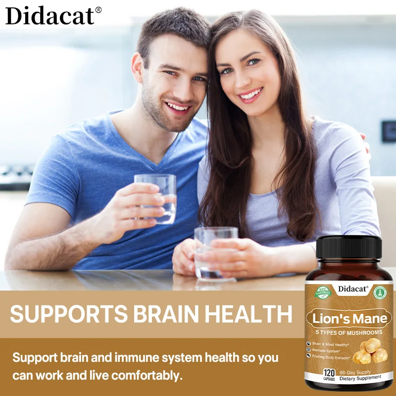 

500 Mg of Organic Lion's Mane, Brain Booster, Memory Enhancer, Mood Booster, Immunity Booster, Mental Clarity, Focus