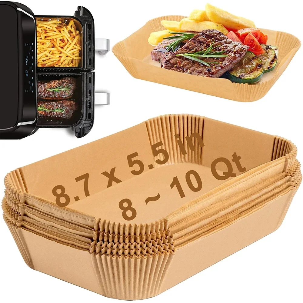 Air Fryer Liners Disposable Rectangular 8.7x5.5 Inch Airfryer Paper Liner Nonstick Parchment Paper for Ninja Foodi Dual Basket