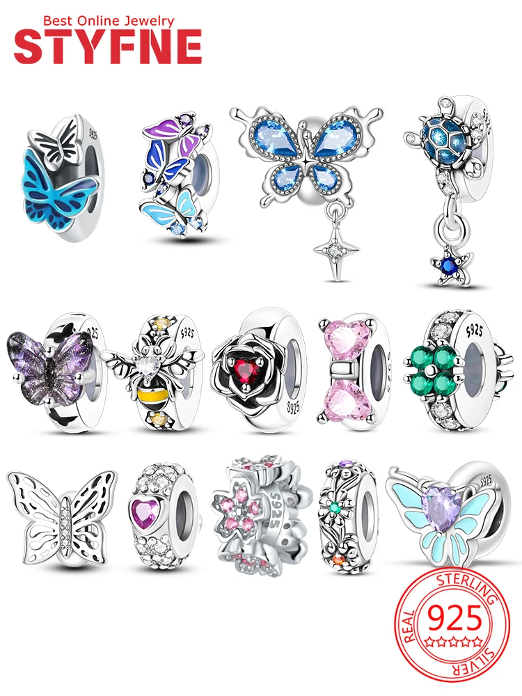 

925 Sterling Silver Beads Butterflies Charms Stopper Clasp Locating Buckle for Bracelets Birthday Graduation Jewelry Gifts