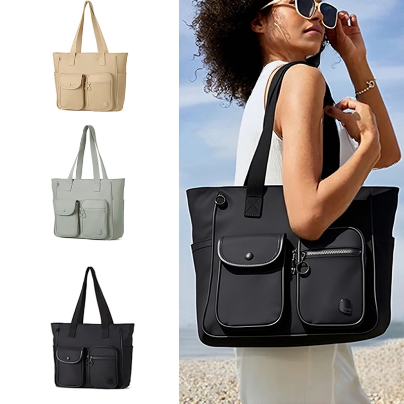 Bolso de mano AJI para mujer, bolso de mujer de Color sólido de gran capacidad, bolso versátil para ir al trabajo, bolso de compras para estudiantes, bolso de hombro