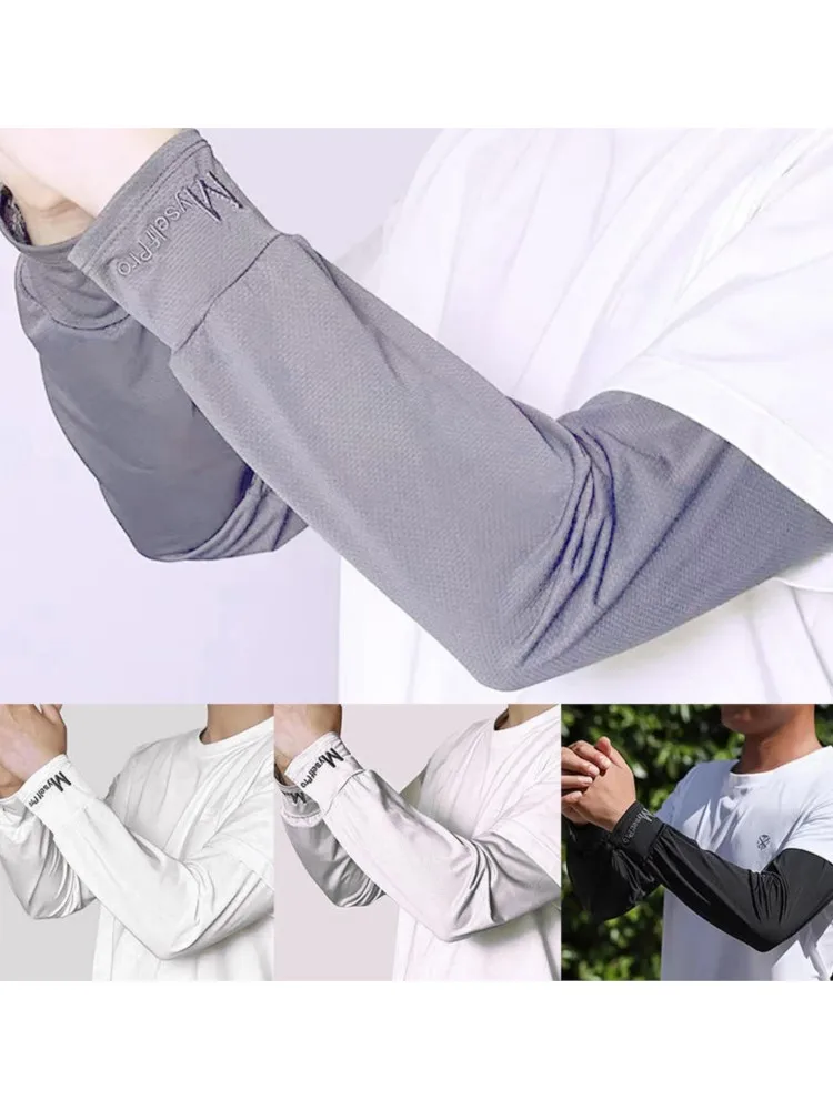 AliExpress Men Ice Silk Bicycle Sleeves Covers Summer Breathable Cycling Arm Protection Outdoor Sun UV Protect Loose Sleeves For Male