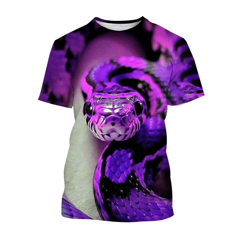 3D Animal Snake Printed Men\'s T-shirt Dangerous Creature Pattern Street Short-sleeves Summer 2023 Tops Plus Size Tee Shirt