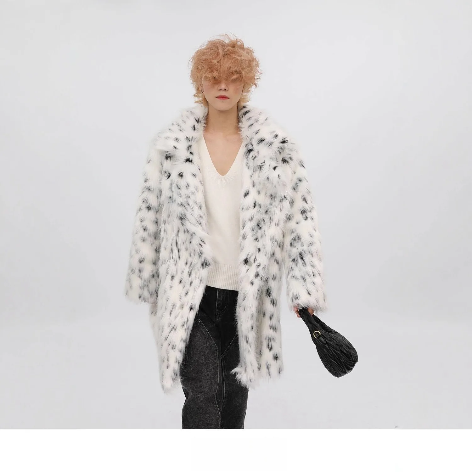

2024 New Mid To Long Imitation Fox Fur Coat for Men's Winter Warm and Thick Young and Fashionable Jacket